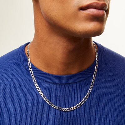 Sterling Silver Diamond Cut Figaro Chain Made in Italy - 22"