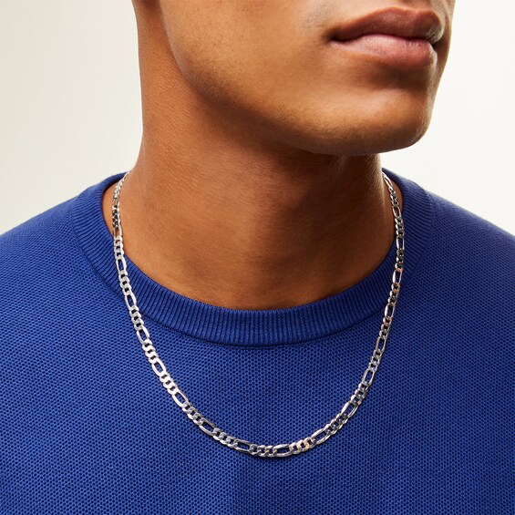 Sterling Silver Diamond Cut Figaro Chain Made in Italy - 22"