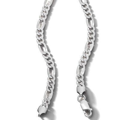 Sterling Silver Diamond Cut Figaro Chain Made in Italy - 22"