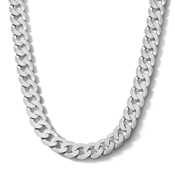 Sterling Silver Diamond Cut Flat Curb Chain Made in Italy