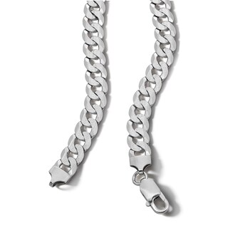 Sterling Silver Diamond Cut Flat Curb Chain Made in Italy - 22"
