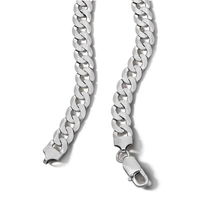 Sterling Silver Diamond Cut Flat Curb Chain Made in Italy - 22"