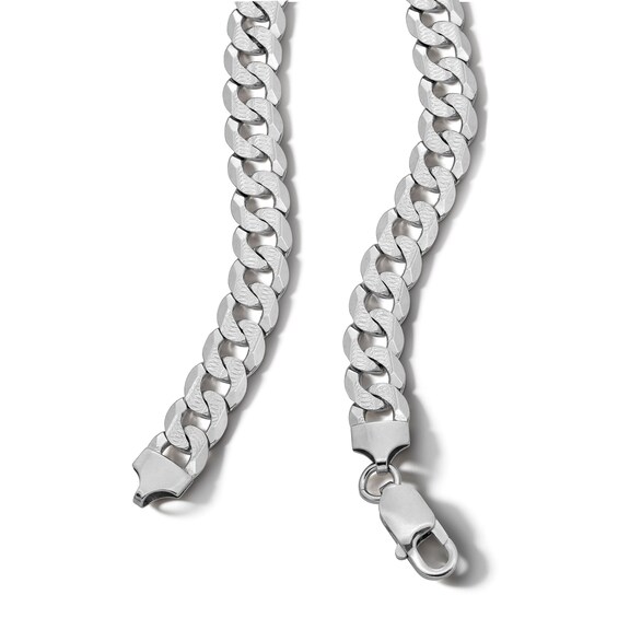 Sterling Silver Diamond Cut Flat Curb Chain Made in Italy - 22"