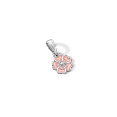 Sterling Silver Pink Epoxy Flower Charm