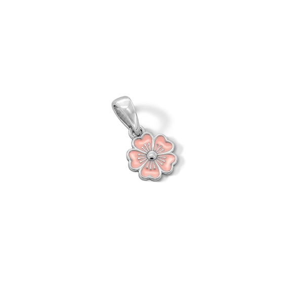 Sterling Silver Pink Epoxy Flower Charm