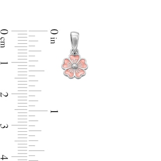 Sterling Silver Pink Epoxy Flower Charm