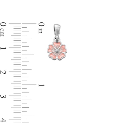 Sterling Silver Pink Epoxy Flower Charm