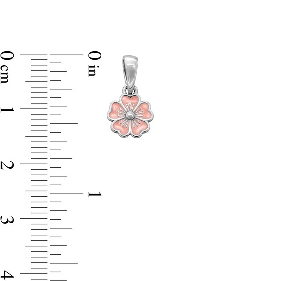 Sterling Silver Pink Epoxy Flower Charm