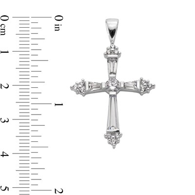 Sterling Silver CZ Baguette Cross Necklace Charm