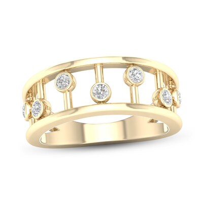 ​​​​​​​​​​​​​​10K Solid Gold 1/4 CT. T.W. Lab-Grown Diamond Bezel-Set Bar Ring