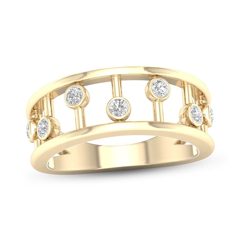 10K Solid Gold 1/4 CT. T.W. Lab-Grown Diamond Bezel-Set Bar Ring