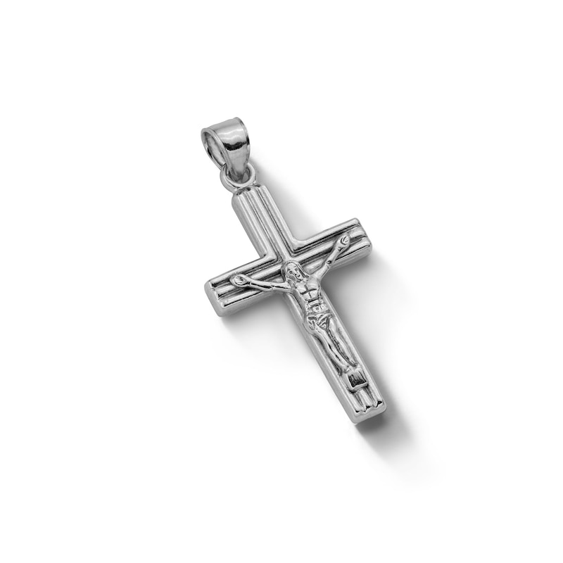 Main Image 3 of 14K Hollow White Gold Crucifix Necklace Charm