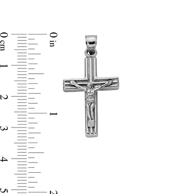 14K Hollow White Gold Crucifix Necklace Charm