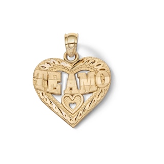10K Solid Gold Te Amo Heart Necklace Charm