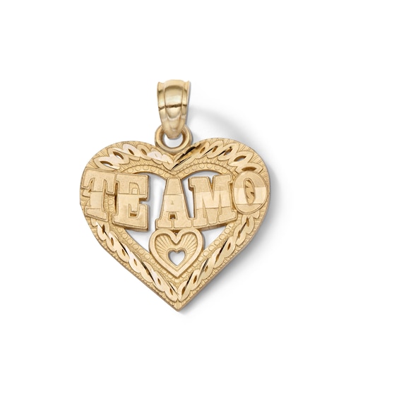 10K Solid Gold Te Amo Heart Necklace Charm