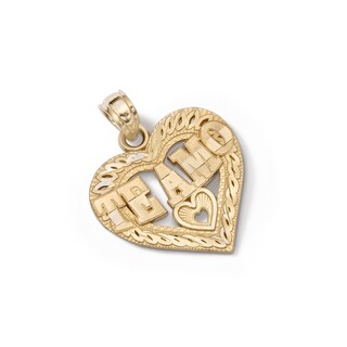 10K Solid Gold Te Amo Heart Necklace Charm
