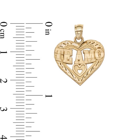10K Solid Gold Te Amo Heart Necklace Charm