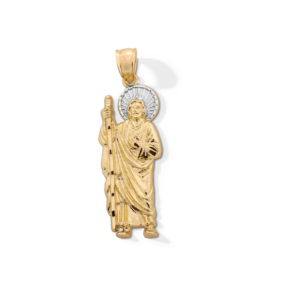 10K Solid Gold Saint Jude Two-Tone Necklace Charm