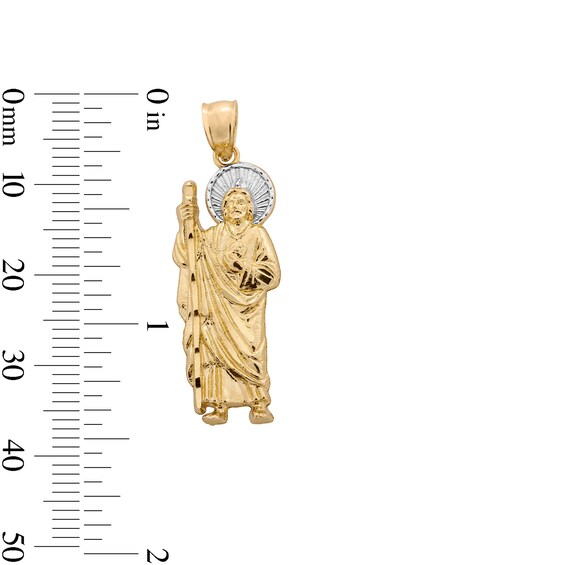 10K Solid Gold Saint Jude Two-Tone Necklace Charm