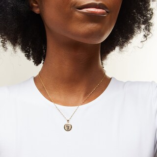10K Solid Gold Saint Christopher Medallion Two-Tone Necklace Charm