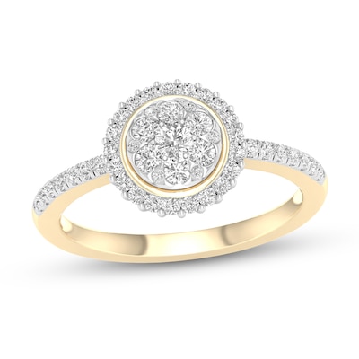 10K Gold 1/2 CT. T.W. Lab-Grown Diamond Cluster Round Ring