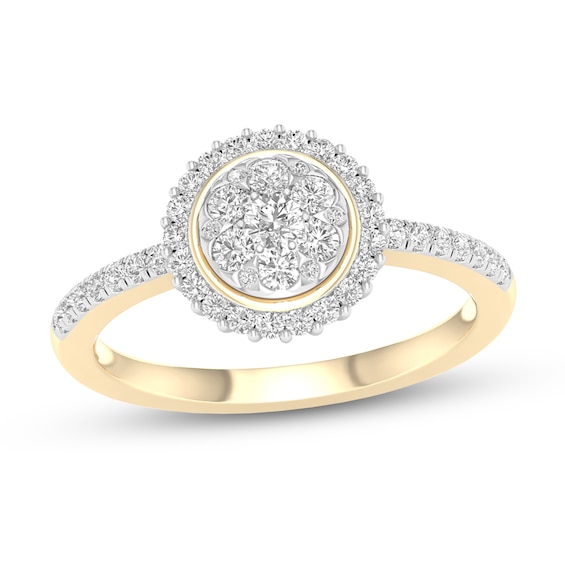 10K Gold 1/2 CT. T.W. Lab-Grown Diamond Cluster Round Ring