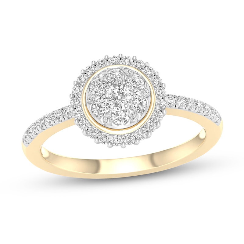 10K Gold 1/2 CT. T.W. Lab-Grown Diamond Cluster Round Ring