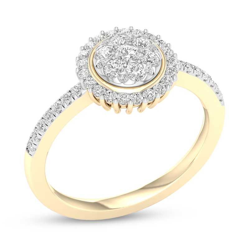 ​​​​​​​​​​​​​​10K Solid Gold 1/2 CT. T.W. Lab-Created Diamond Cluster Round Ring