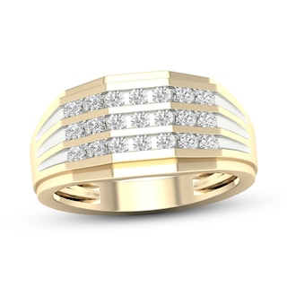 ​​​​​​​​​​​​​​10K Solid Gold 1/2 CT. T.W. Lab-Grown Diamond Rounded Three Row Ring