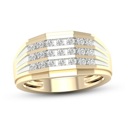 ​​​​​​​​​​​​​​10K Solid Gold 1/2 CT. T.W. Lab-Grown Diamond Rounded Three Row Ring