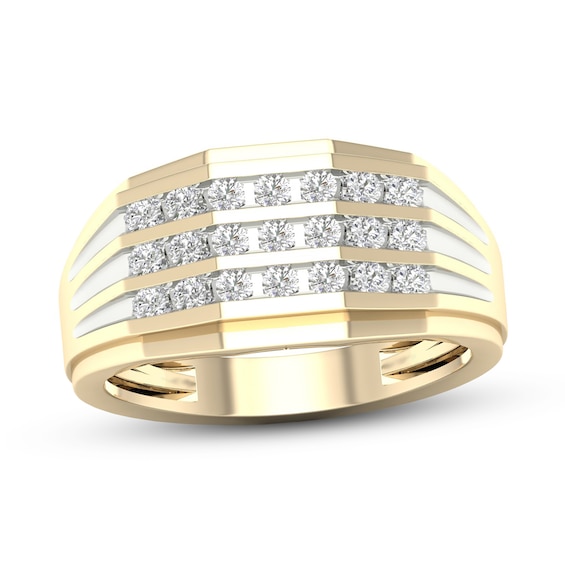 ​​​​​​​​​​​​​​10K Solid Gold 1/2 CT. T.W. Lab-Grown Diamond Rounded Three Row Ring