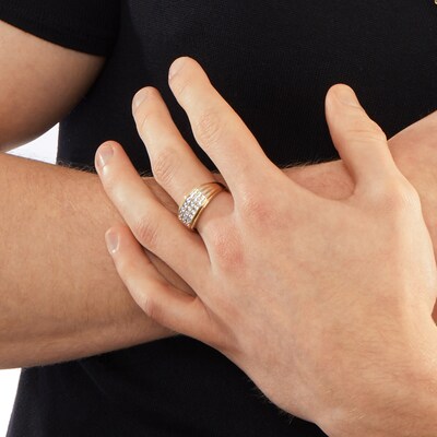​​​​​​​​​​​​​​10K Solid Gold 1/2 CT. T.W. Lab-Grown Diamond Rounded Three Row Ring