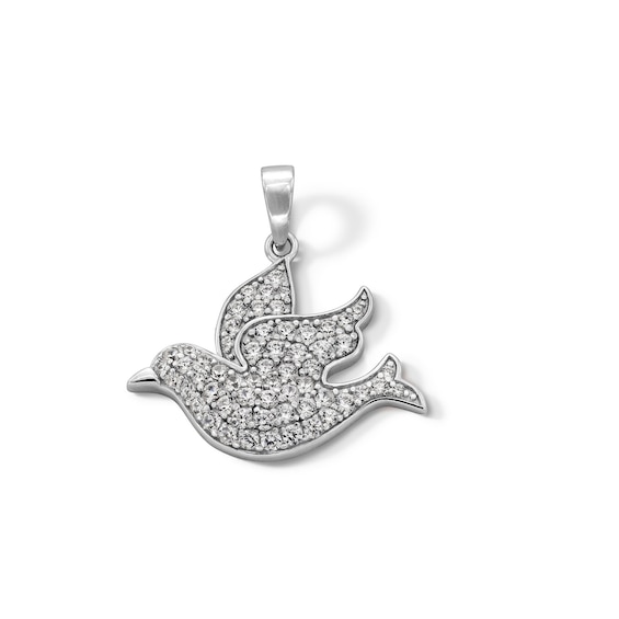 Sterling Silver CZ Dove Necklace Charm