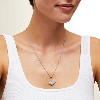 Sterling Silver CZ Dove Necklace Charm