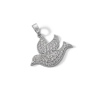 Sterling Silver CZ Dove Necklace Charm