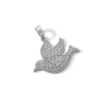 Sterling Silver CZ Dove Necklace Charm
