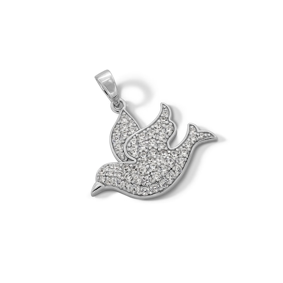 Sterling Silver CZ Dove Necklace Charm