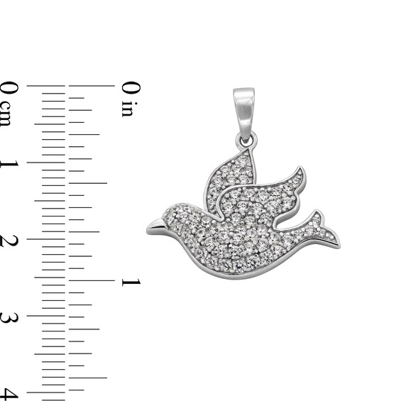 Sterling Silver CZ Dove Necklace Charm