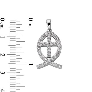 ​​​​​​​Sterling Silver CZ Ichthus Necklace Charm