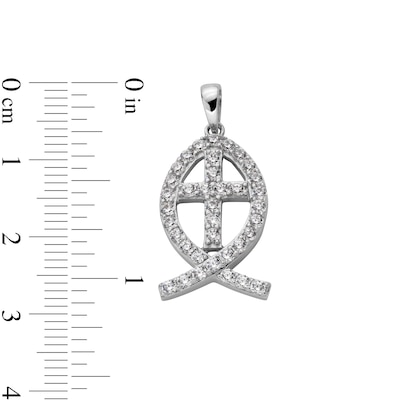 ​​​​​​​Sterling Silver CZ Ichthus Necklace Charm