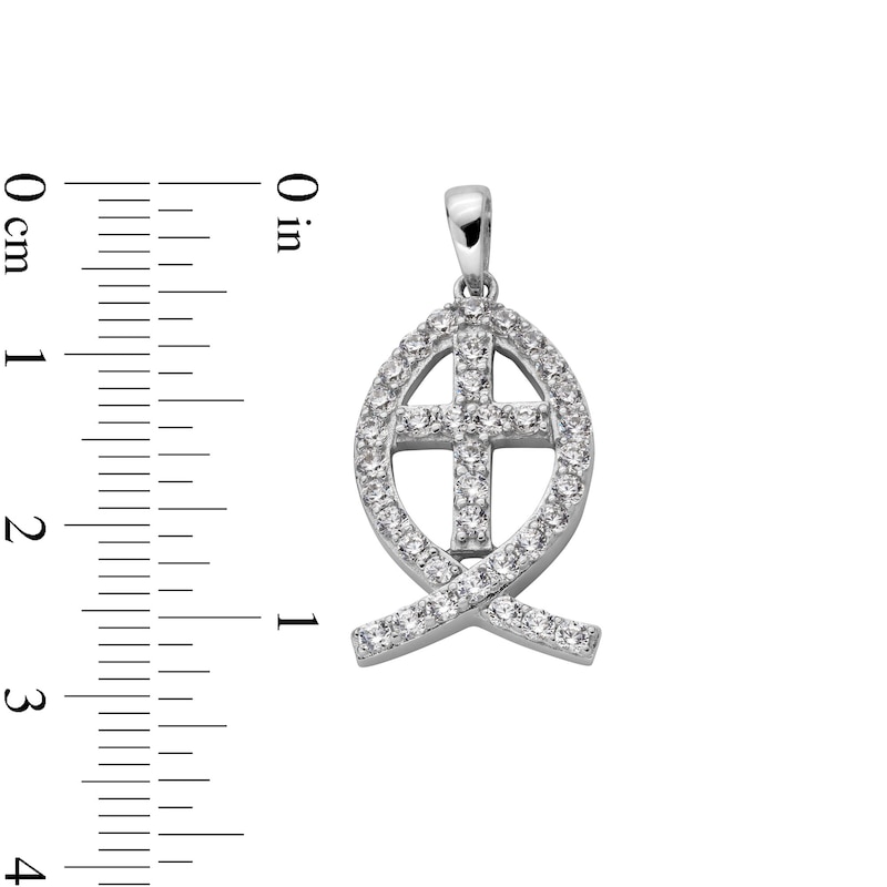 Main Image 4 of ​​​​​​​Sterling Silver CZ Ichthus Necklace Charm