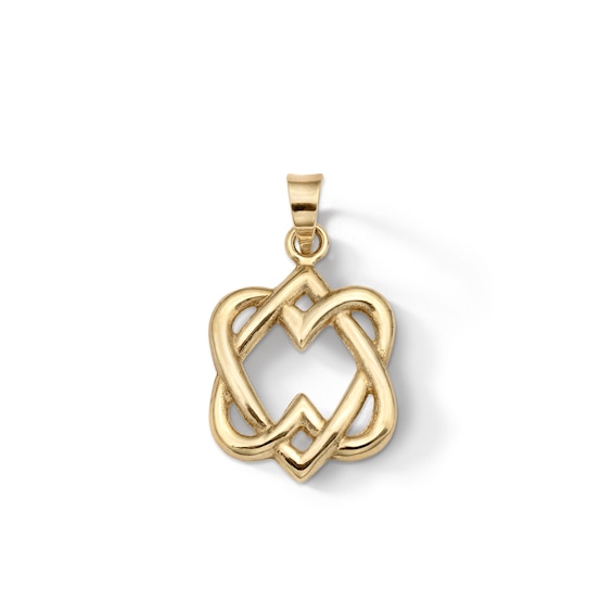 ​​​​​​​10K Solid Gold Double Heart Necklace Charm