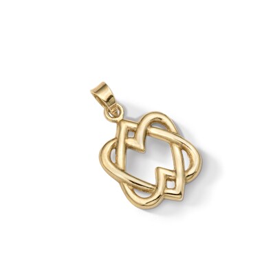 10K Gold Double Heart Necklace Charm