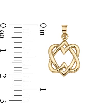 10K Gold Double Heart Necklace Charm