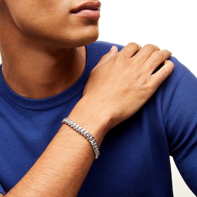 Sterling Silver Diamond Cut Cuban Chain Bracelet Made in Italy - 8.5"