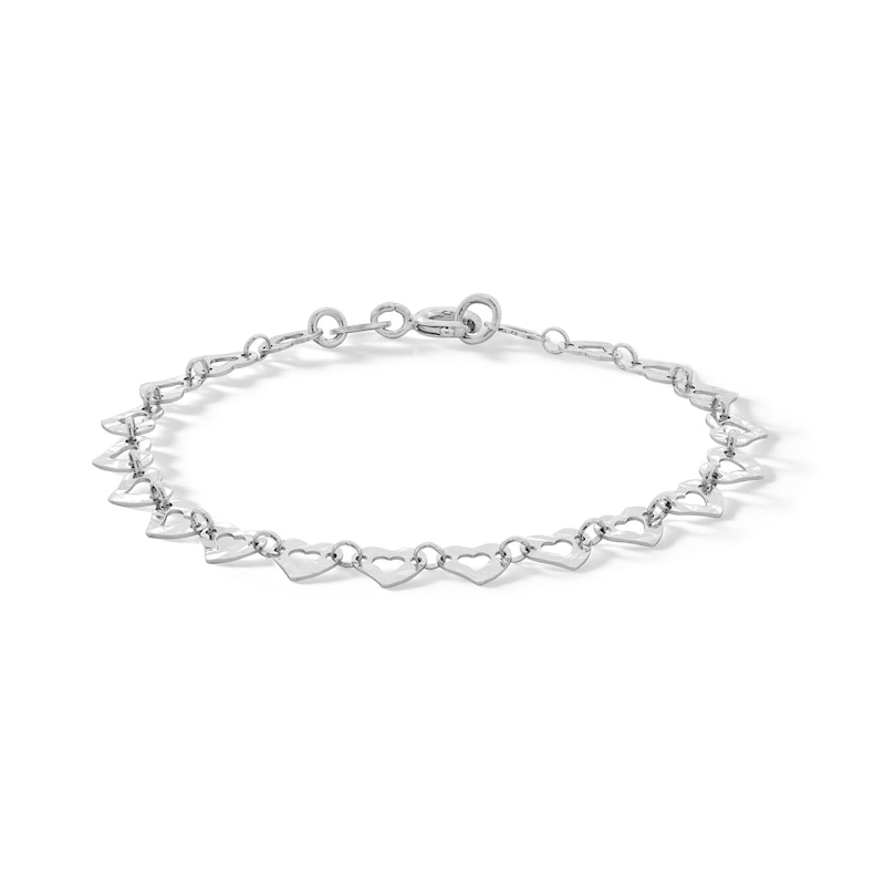 Child's Sterling Silver Diamond-Cut Heart Chain Bracelet Made in Italy - 6"