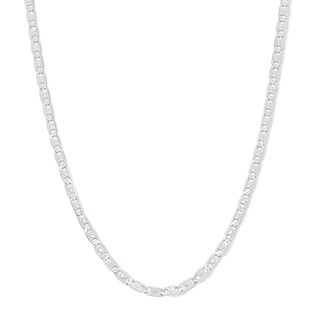 ​​​​​​​Sterling Silver Diamond-Cut Heart Valentino Chain Made in Italy - 18"