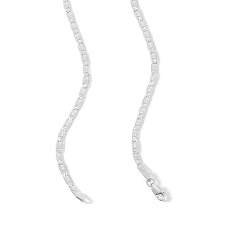 ​​​​​​​Sterling Silver Diamond-Cut Heart Valentino Chain Made in Italy - 18"
