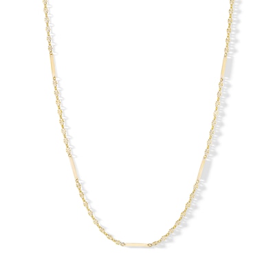 10K Solid Gold Singapore Bar Chain Made in Italy - 18"