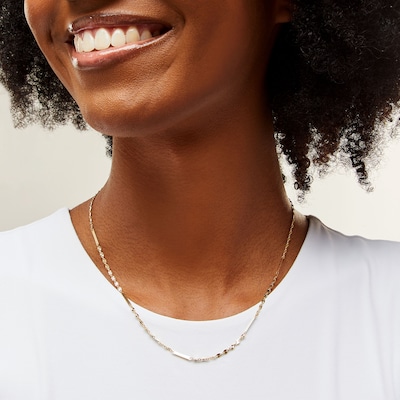 10K Solid Gold Singapore Bar Chain Made in Italy - 18"